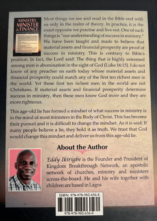 Ministry, Minister and Finance back cover